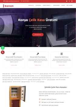 Konya Yazılım Tasarım Konya ve Gaziantep'te çelik kasa üzerinde hizmet veren Şahan Çelik Para Kasaları,  Web Site Tasarımında Bizi Tercih Etti.