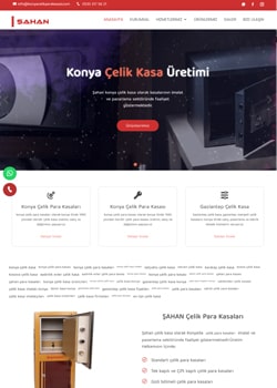 Konya ve Gaziantep'te çelik kasa üzerinde hizmet veren Şahan Çelik Para Kasaları,  Web Site Tasarımında Bizi Tercih Etti.